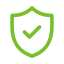 Green shield outline with a checkmark inside, symbolizing security or verification—perfect for representing a trusted West Seattle remodeling contractor—on a light gray background.